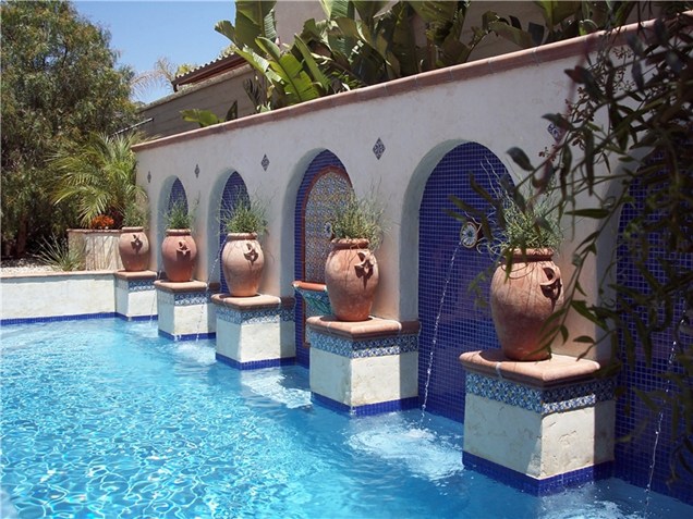 Mediterranean Landscape Water Fountain Idea