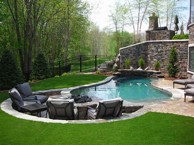 Pool and Fire Pit for Small Backyard