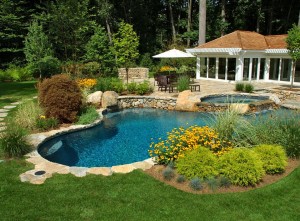 Small Backyard Pool Stone Edging